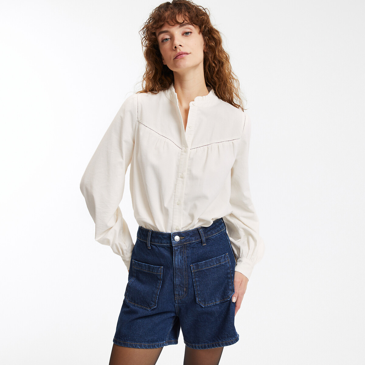 COLEÇÃO LA REDOUTE<br>Camisa com gola vitoriana e mangas compridas