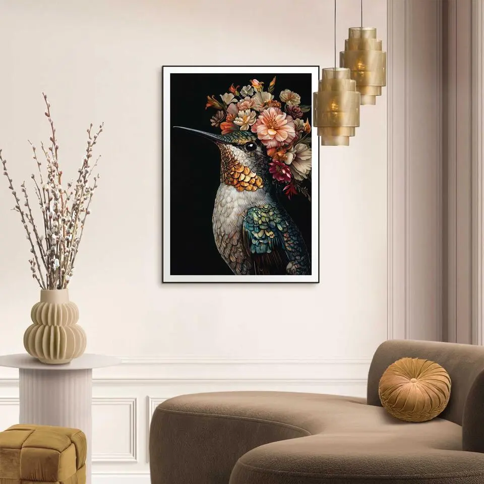 Schilderij Lovely Hummingbird - 70x50cm - Bont