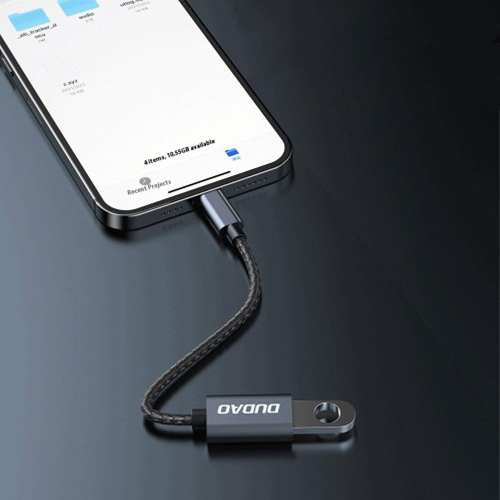 (17cm) OTG Lightning (m) auf USB (w) Adapter Konverter mit Nylon-Kabel - Grau