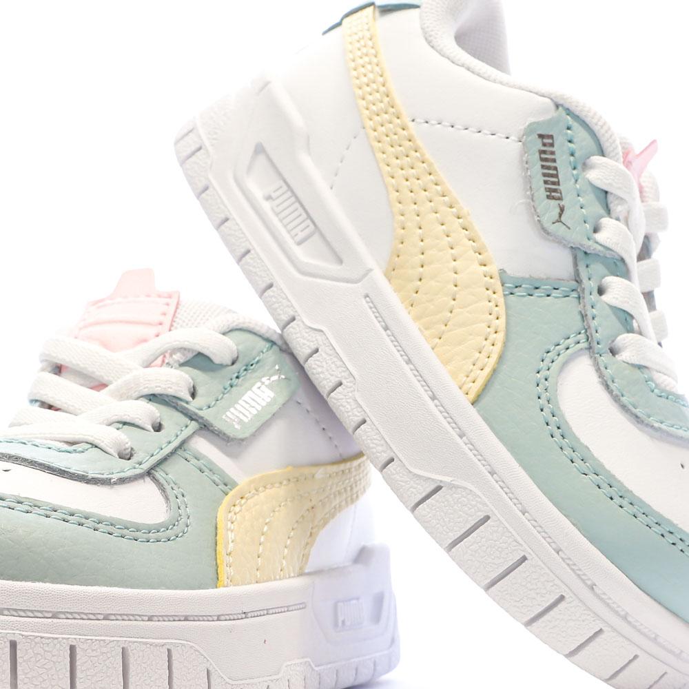 Puma Baskets Blanches/Vert d'Eau/Jaune Garçon/Fille Puma Cali Dream