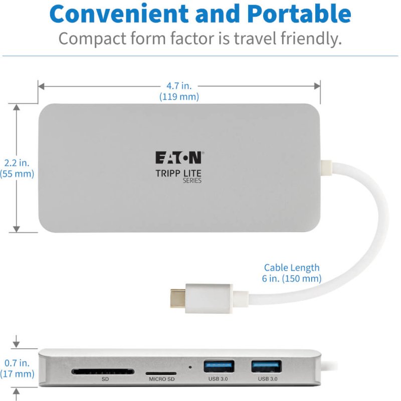 Tripp Lite U442-DOCK11-S station d'accueil USB 3.2 Gen 2 (3.1 Gen 2) Type-C Argent