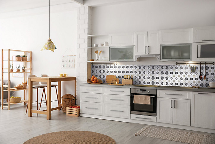 Lot de 6 dalles adhésive murales Wall Tiles DC FIX Carreaux de ciment étoiles L. 30,5 x l.30,5cm
