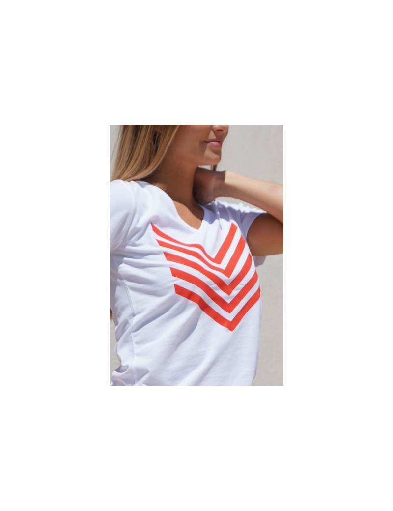 HBT T-SHIRT HAILEY CHEVRON CORAIL EN COTON