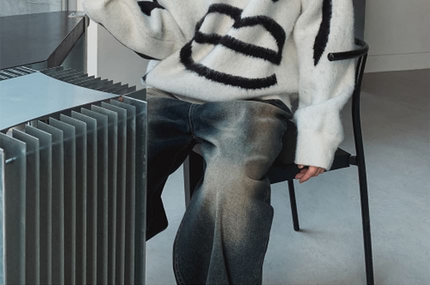 SeoulPop - Unisex Cartoon Print Loose-Fit Trui