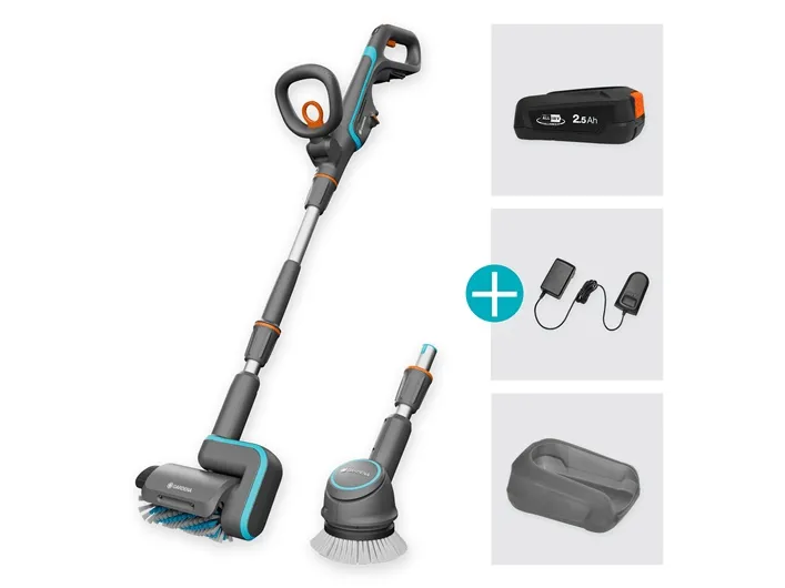 Gardena Batteridrevet overfladerenser AquaBrush Universal 04/18V - Inkl. 2.5Ah Batteri og lader