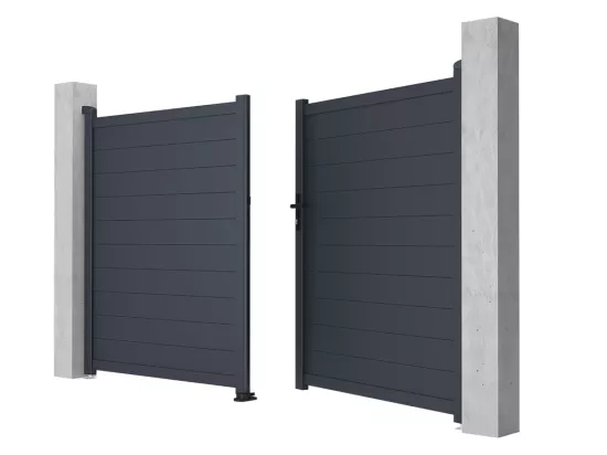 Portail battant aluminium plein L305 x H181 cm anthracite - NAZARIO