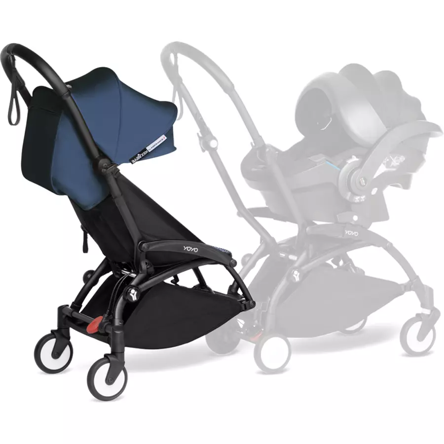 BABYZEN Kinderwagen YOYO 6+ connect White mit Textilset Air France Blue
