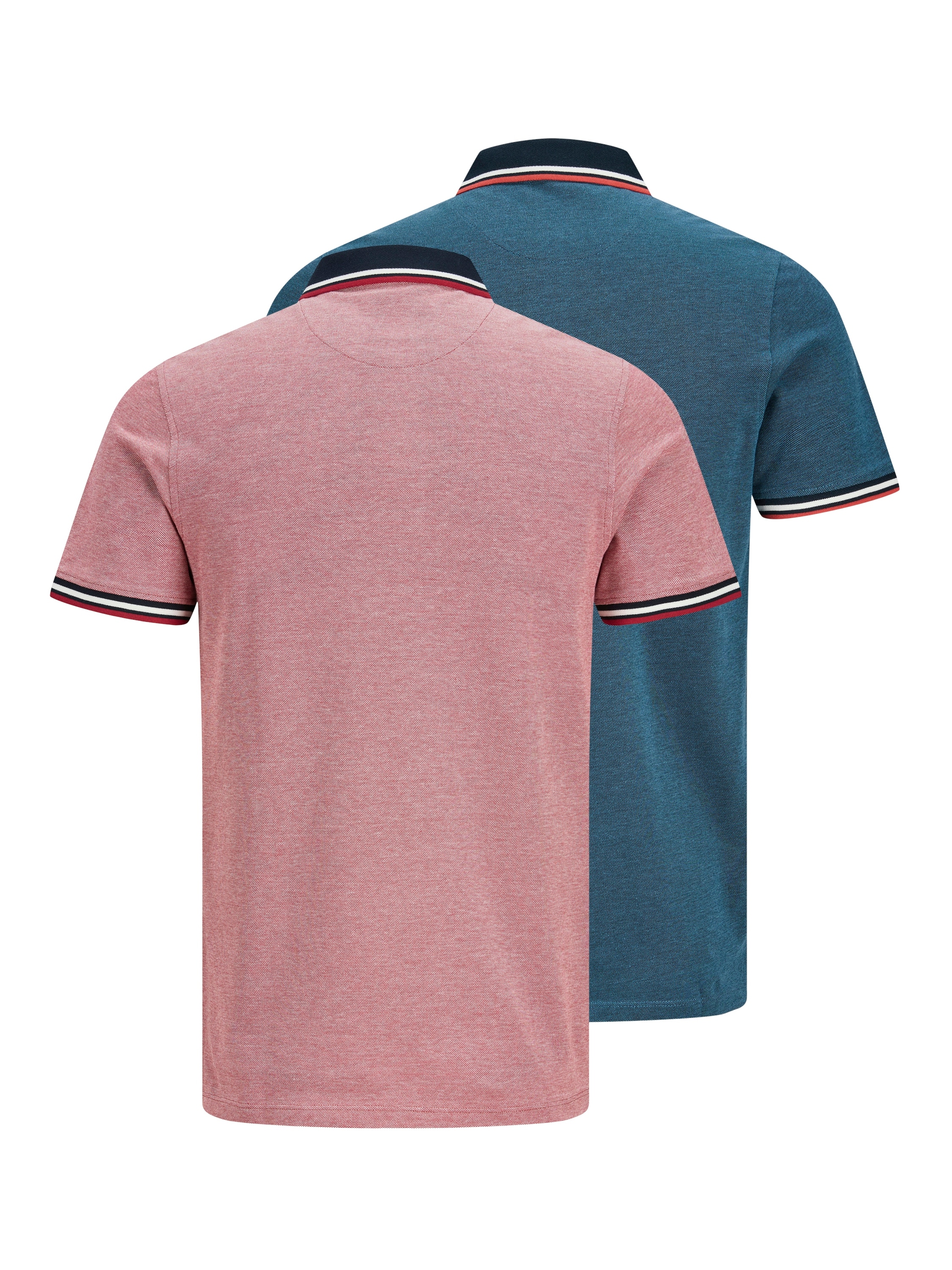 Jack & Jones Poloshirt »JJEPAULOS im Doppelpack mit Logostickerei und Komfort«, 2 Stk. unifarben mit Farbeinsatz, modisch, schmal, Baumwolle, Polokragen