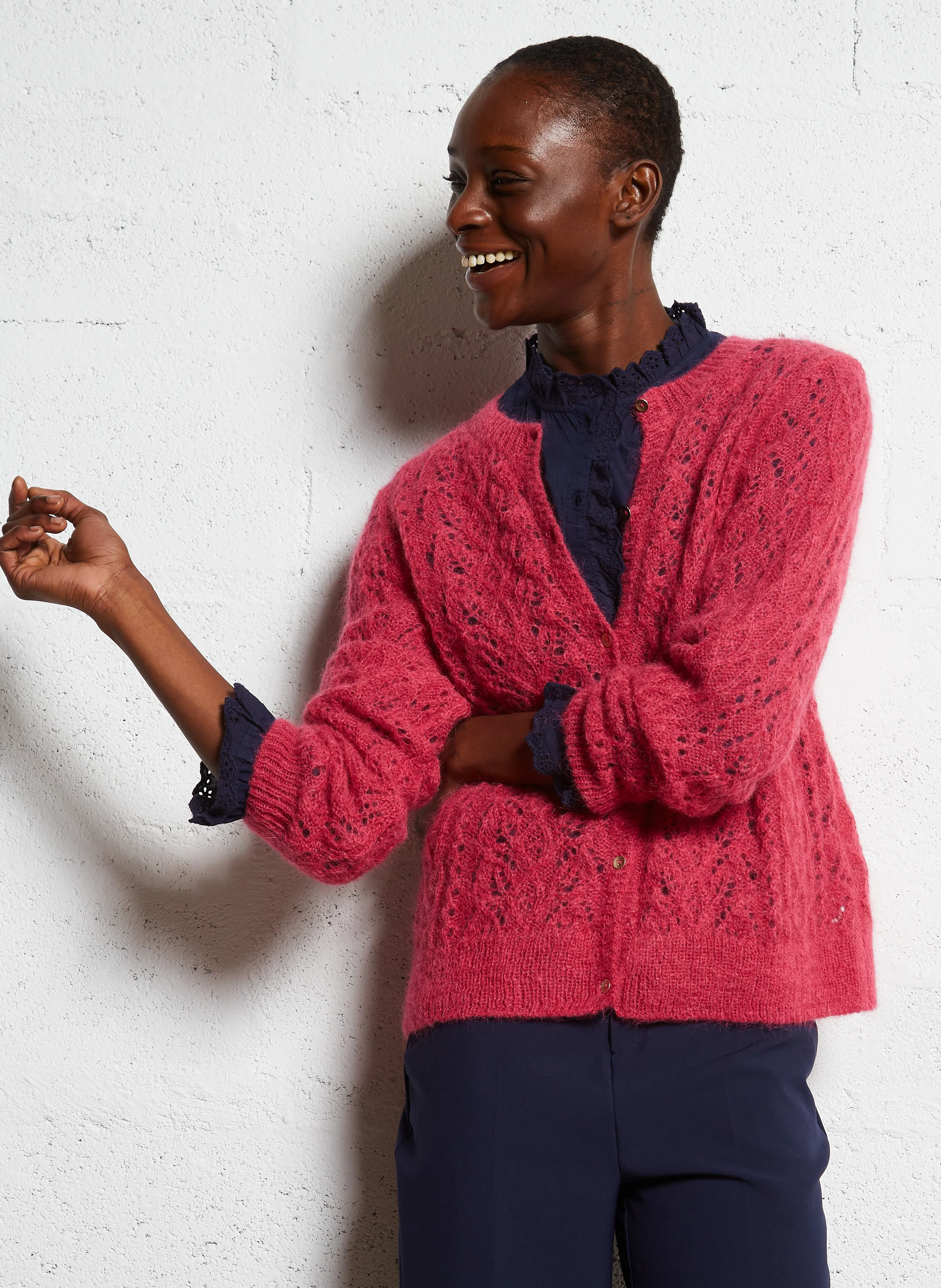 GYPSO - Cardigan ajouré en mohair et alpaga mélangés | Rouge