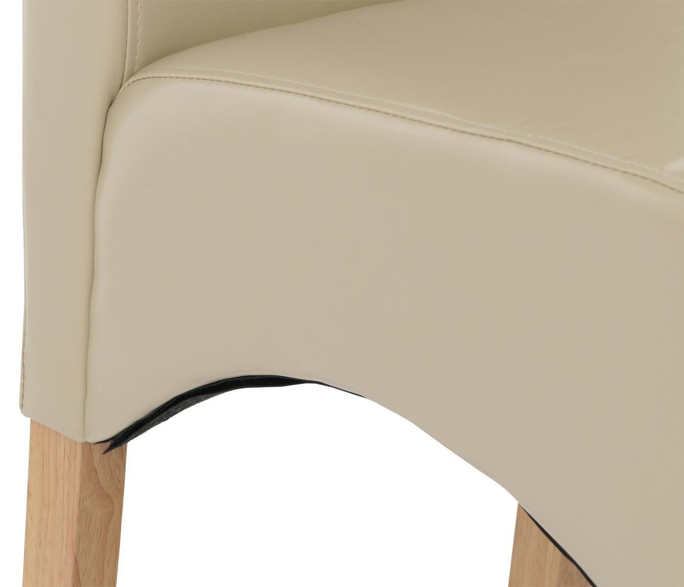 6er-Set Esszimmerstuhl Küchenstuhl Stuhl Crotone, LEDER ~ creme, helle Beine