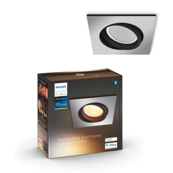 Philips Hue Milliskin inbouwspot vierkant 1x5.5W aluminium excl. switch incl. bluetooth