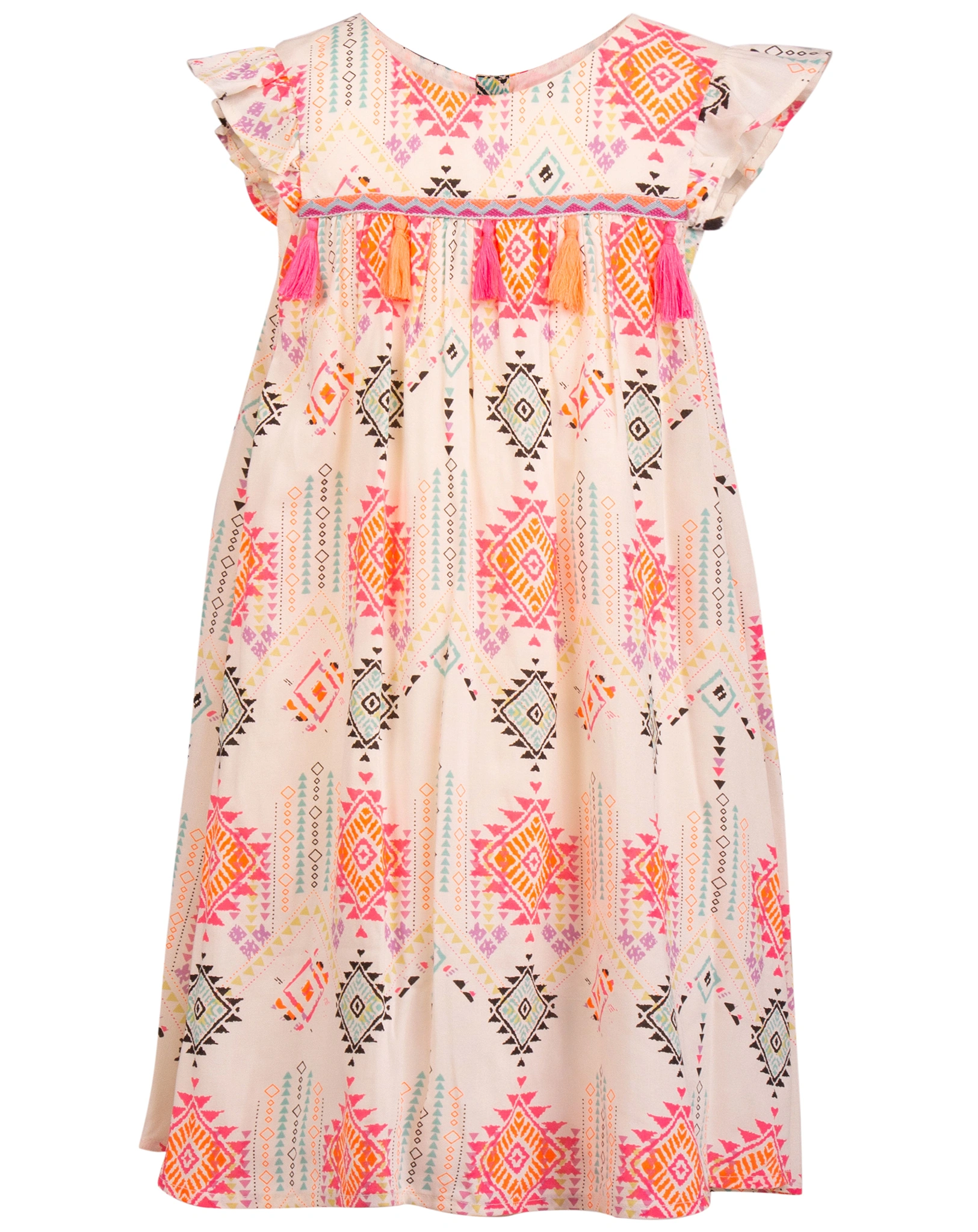 Kurzarmkleid INDIAN SPIRIT in neon coral