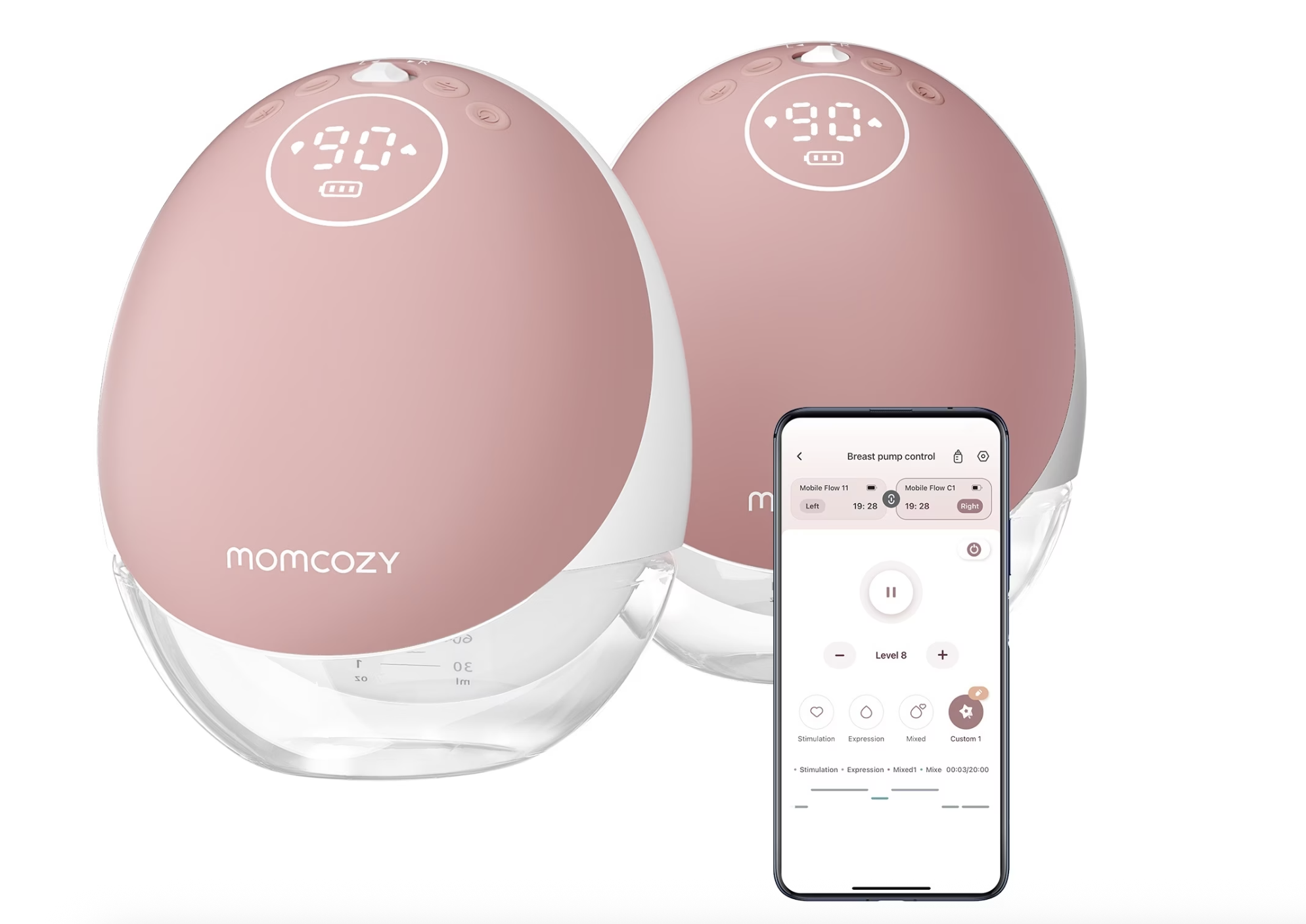 Mobile Flow M9 Double Baby Mutter Milchpumpe Freihändige Brustpumpe für Unterwegs (BP225-NR71BA-A) - Rosa