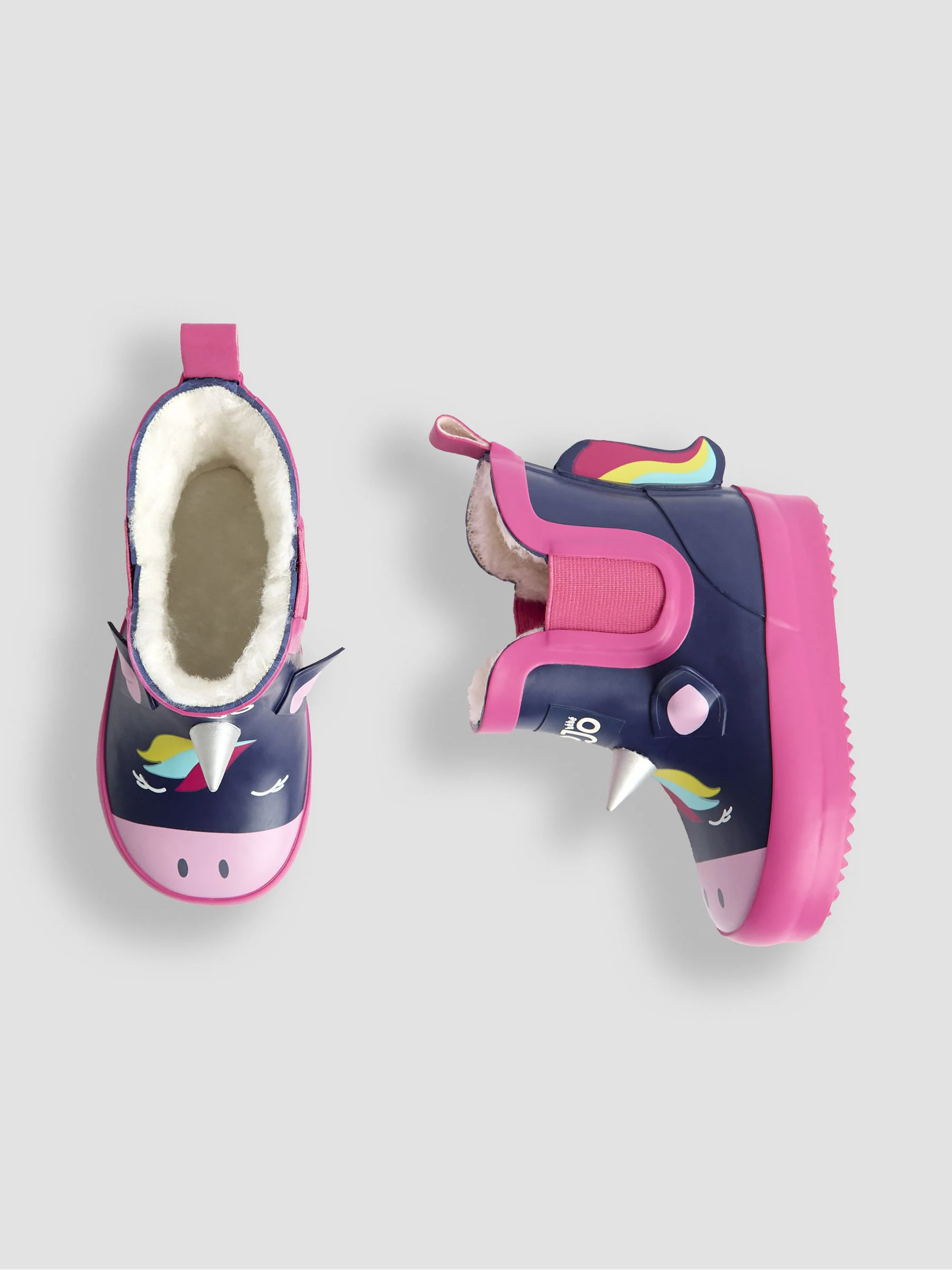 Marineblauw/roze eenhoorn - JoJo Maman Bébé Print Cosy Short Wellies