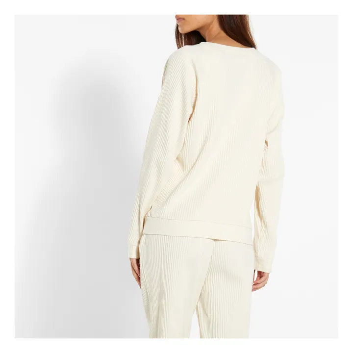 Baserange Sweat Côtelé Basic Coton Bio | Blanc cassé