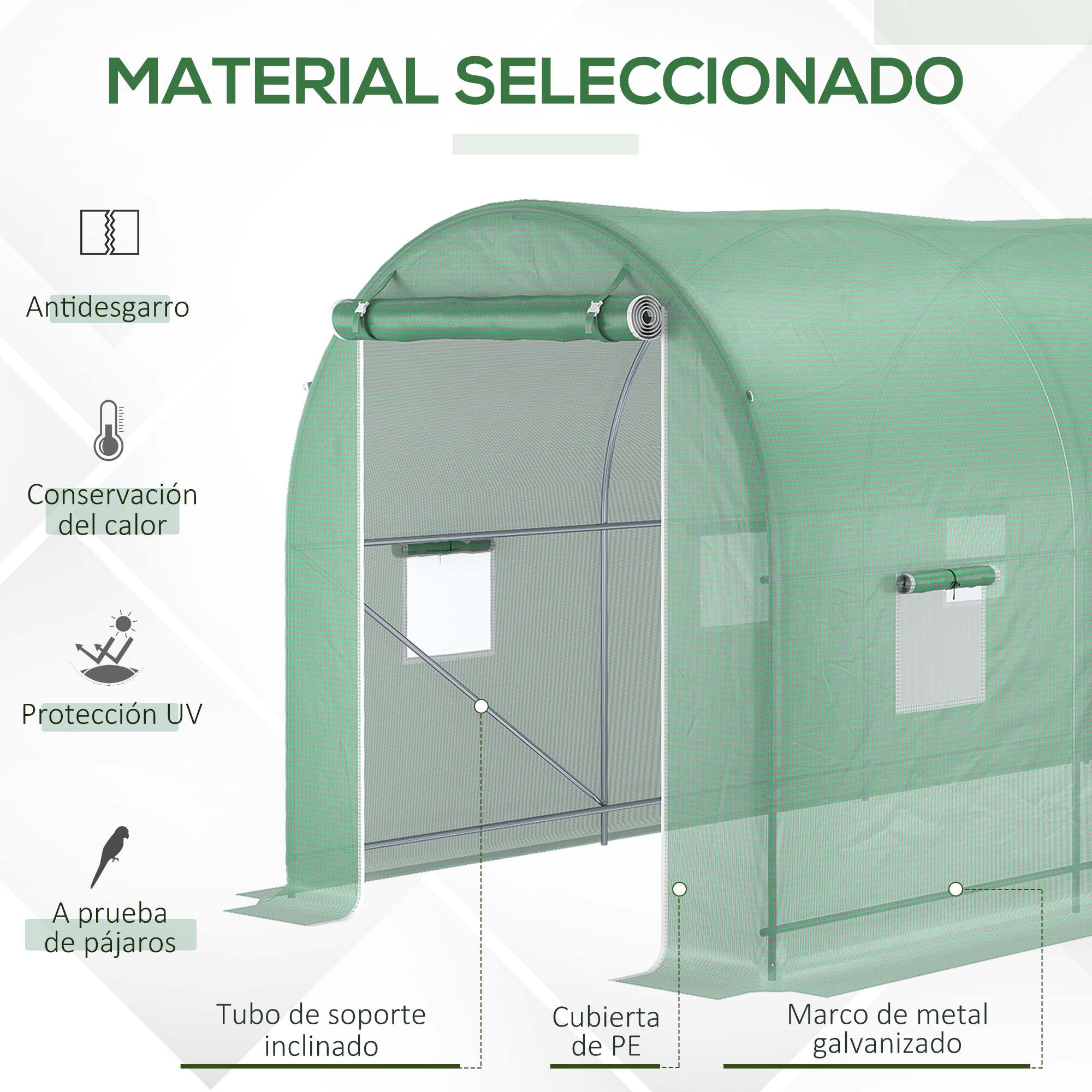 Estufa Túnel Verde Outsunny