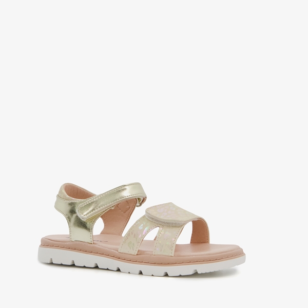 Blue Box meisjes sandalen goud met luipaardprint