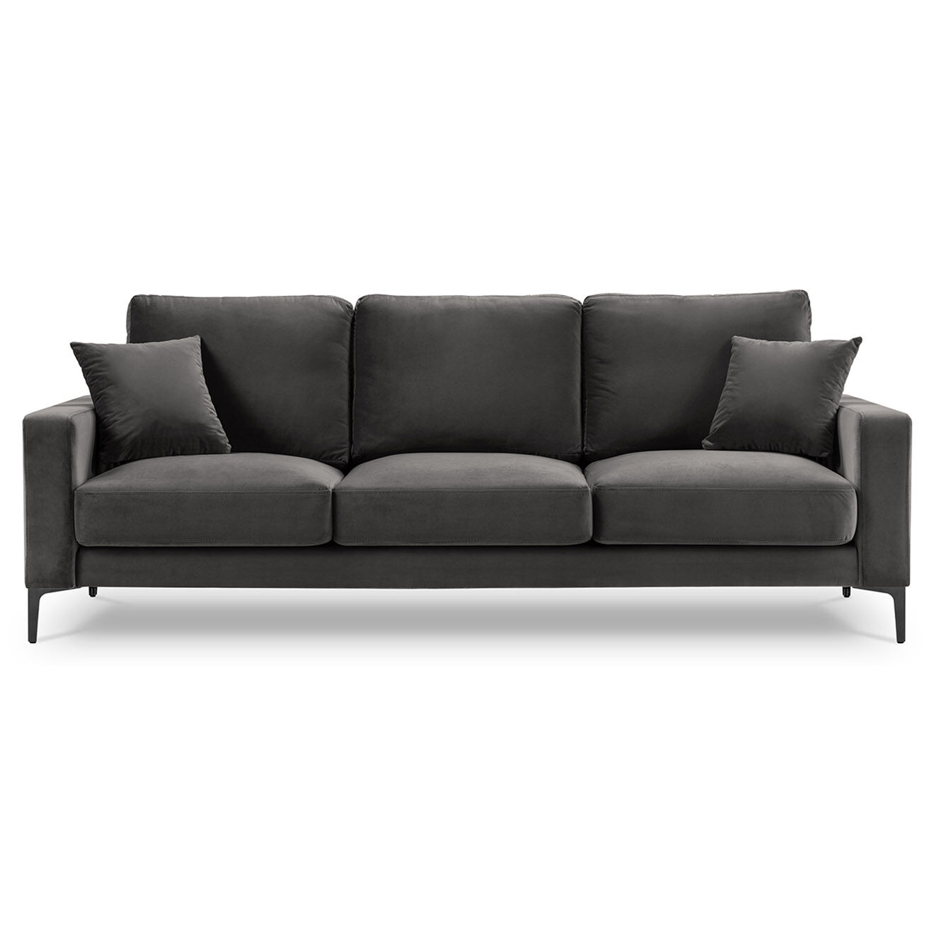 Mazzini Sofas Canapé Velours Venus 3 Places gris - 220x92x90 cm
