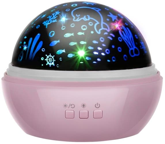 Nattlampe med projektor - rosa LP16859