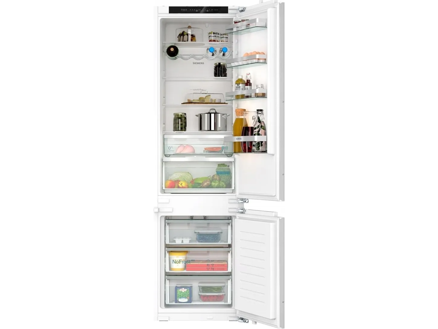 Siemens iQ300 KI96NVFD0 - Køleskab/fryser - bund-fryser - til indbygning - niche - bredde: 56 cm - dybde: 55 cm - højde: 194 cm - 290 liter - Klasse D
