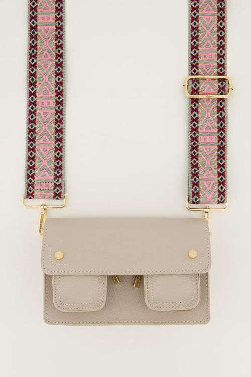 Multikleur bag strap met ikat print