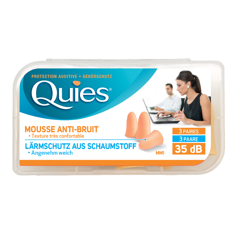 QUIES Lärmgehörschutzkugeln Schaumstoff hautfarbig 6 Stk