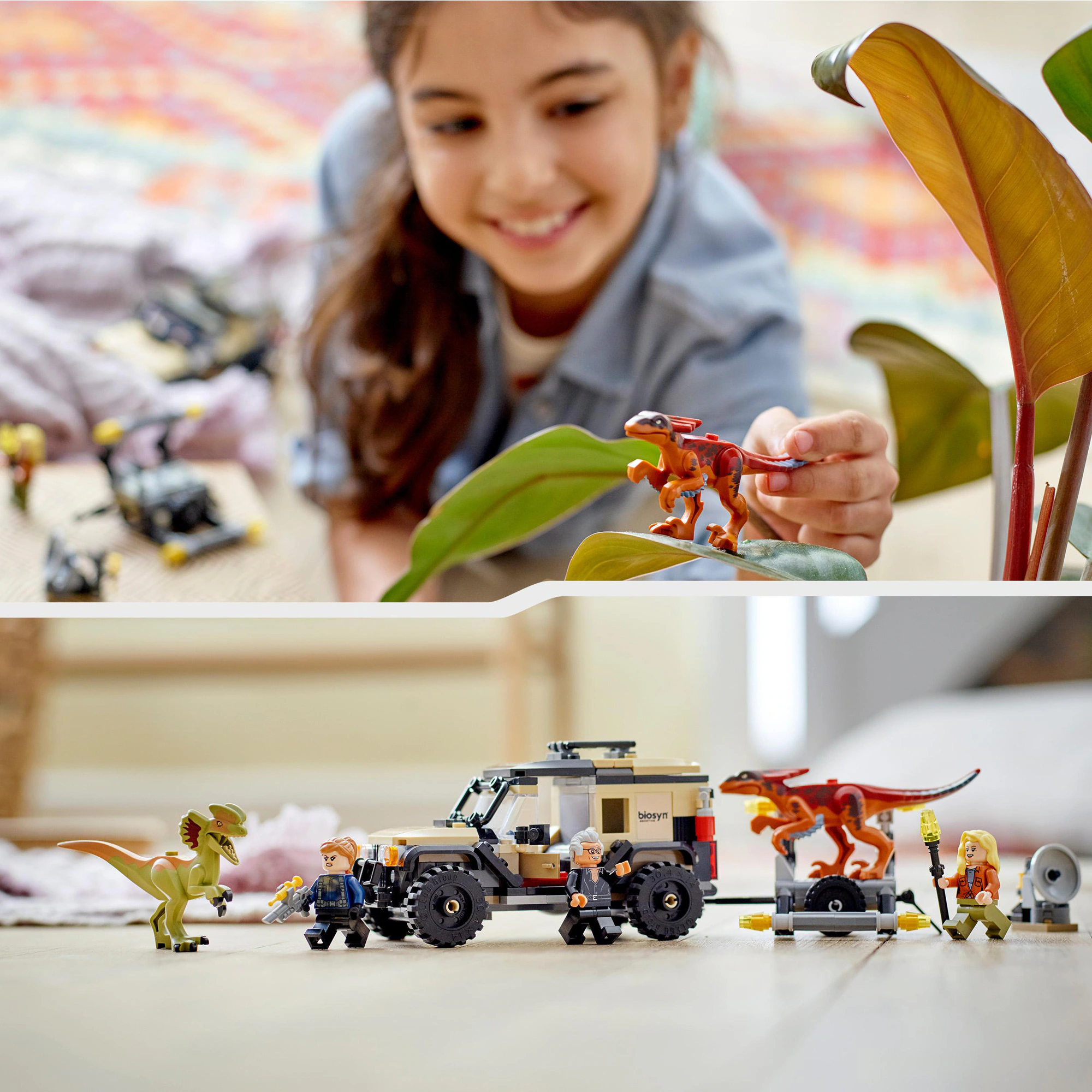 LEGO Konstruktionsspielzeug Jurassic World Pyroraptor & Dilophosaurus Transport