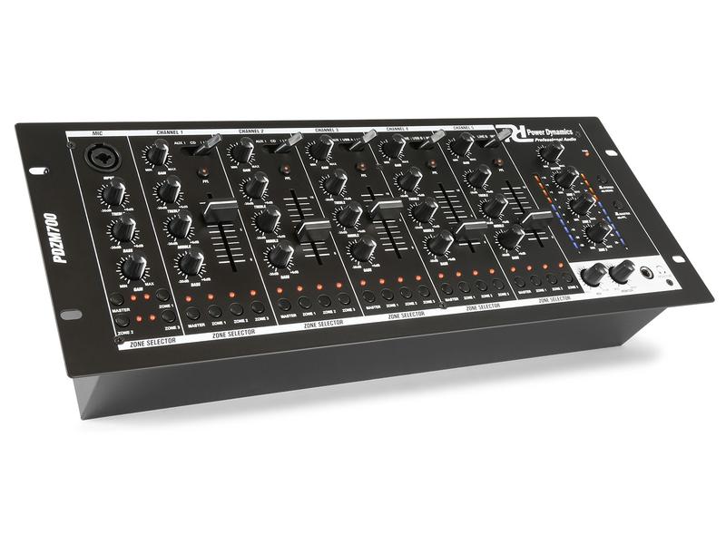 Power Dynamics Verstärker Pro PDZM700 Analoger 6-Kanal 4-Zonen Mischer, 19