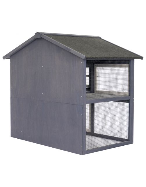 Adori Konijnenhok Raffy - Dierenverblijf - 130x86x112.5 cm Donkergrijs Wit
