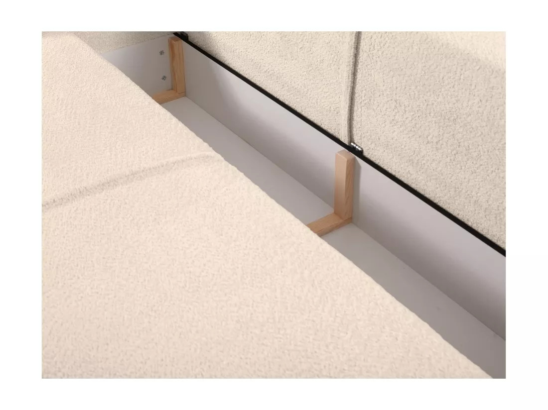 Canapé 4 places convertible en tissu bouclette beige AMELIA