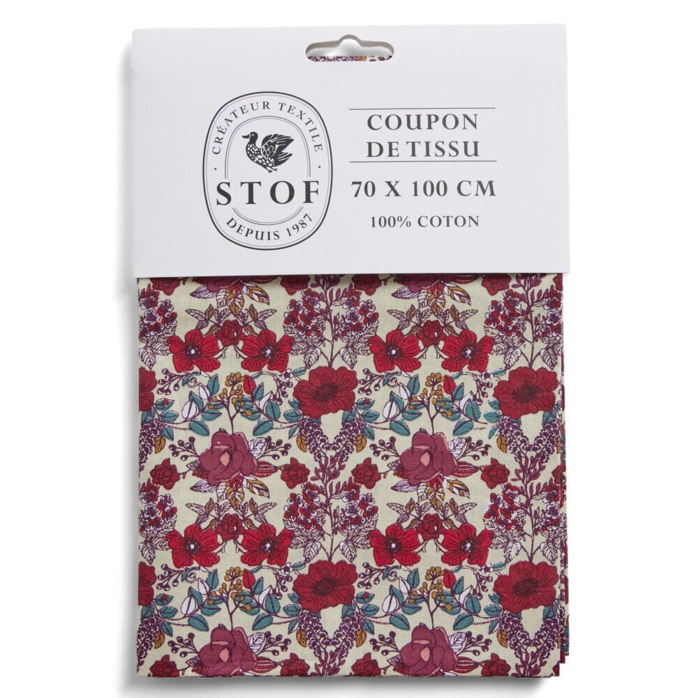 Coupon tissu imprimé Madison 70x100cm coton multicolore