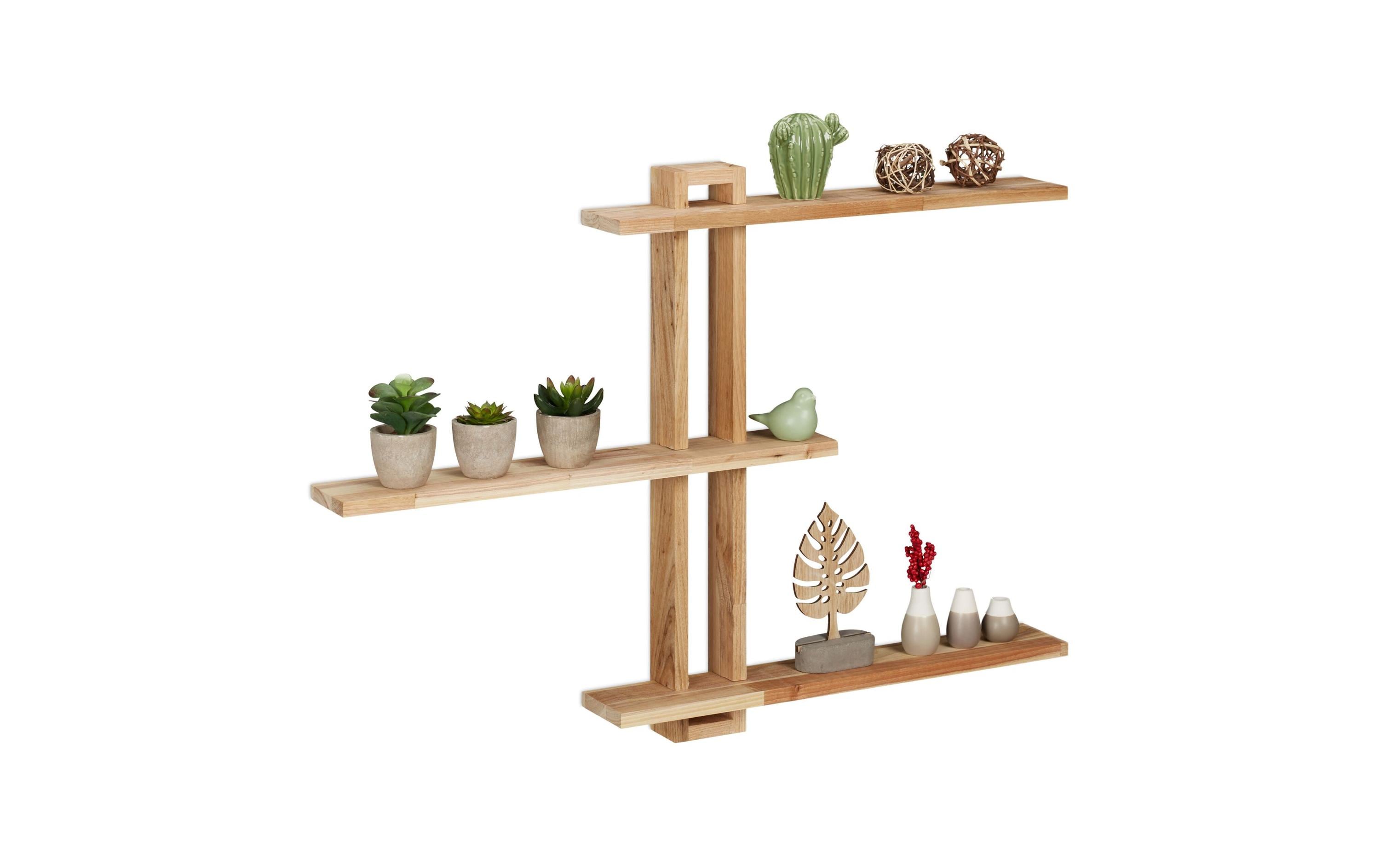 Wandregal mit 3 Ablagen 56 x 80 x 9 cm, NatureHolzregal