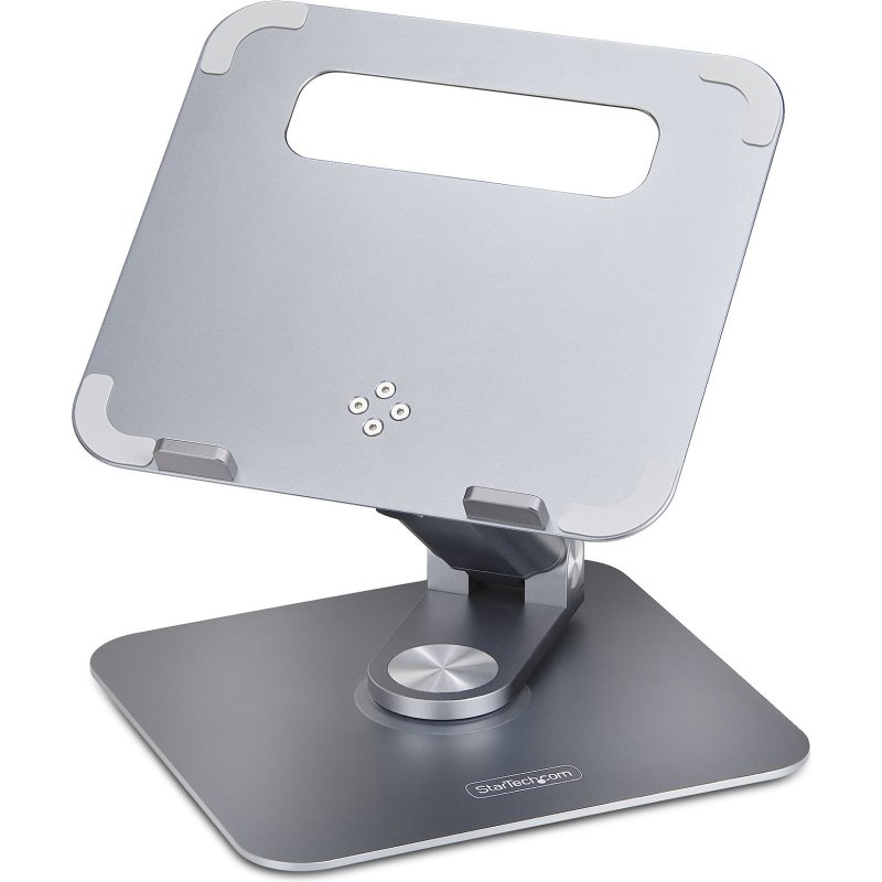 StarTech.com Support Télescopique pour PC Portable, Base Pivotante à 360°, Support Rotatif pour Bureau, Hauteur et Inclinaison Réglables, Poids Max 5kg, Construction en Aluminium, Design Portable