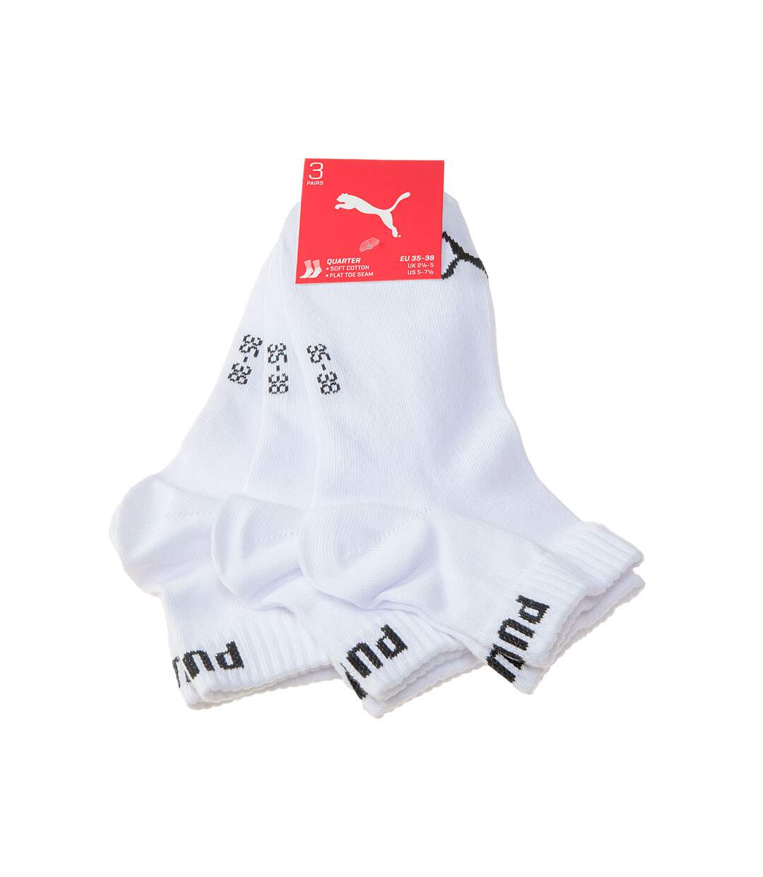 Chaussette Basses - Lot de 3 - Talon renforcé - Pointe renforcée - Coutures plates - Sans bouclette - Multisport - Fine - Coton - Blanc
