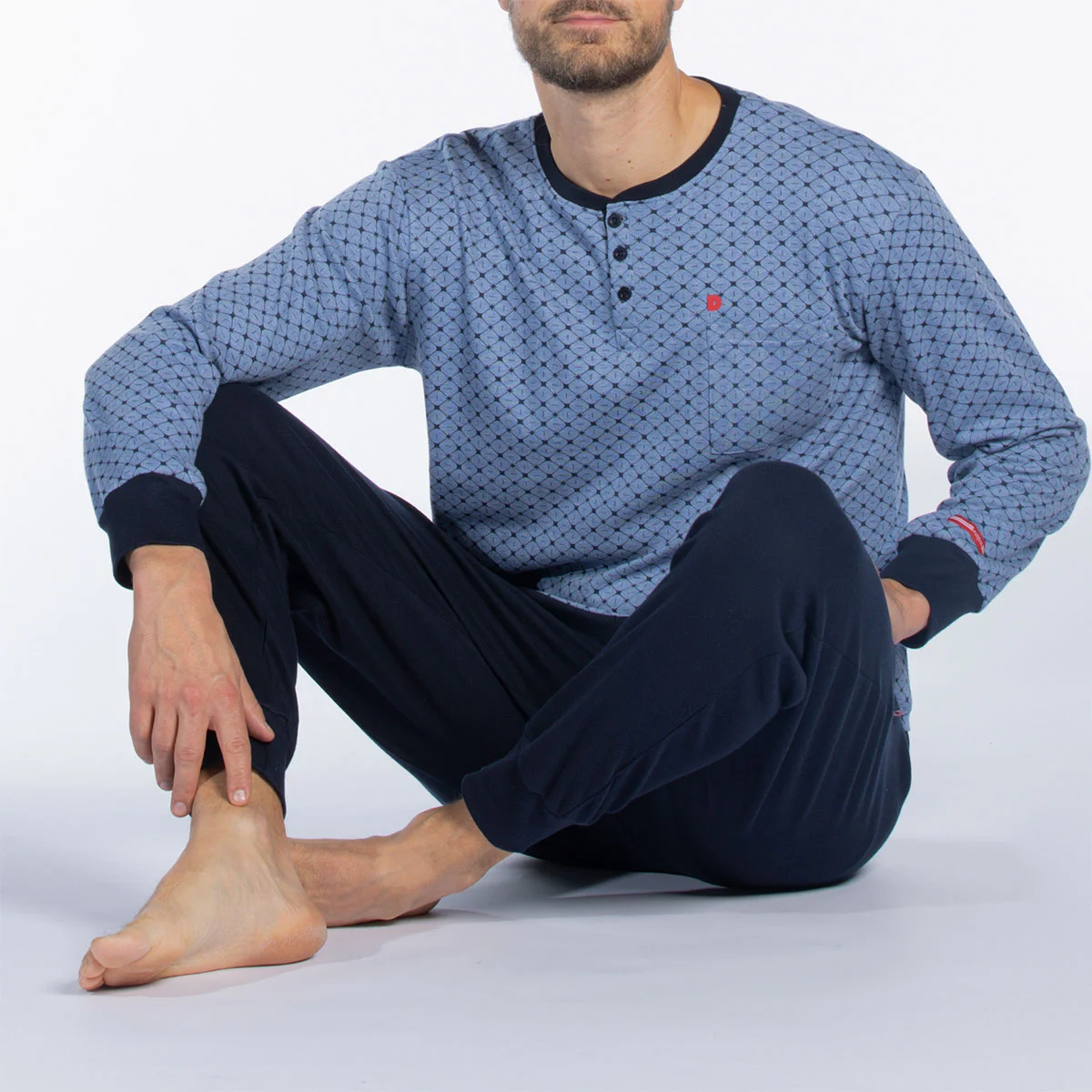 Pyjama homme CHALEUR imprimé/marine