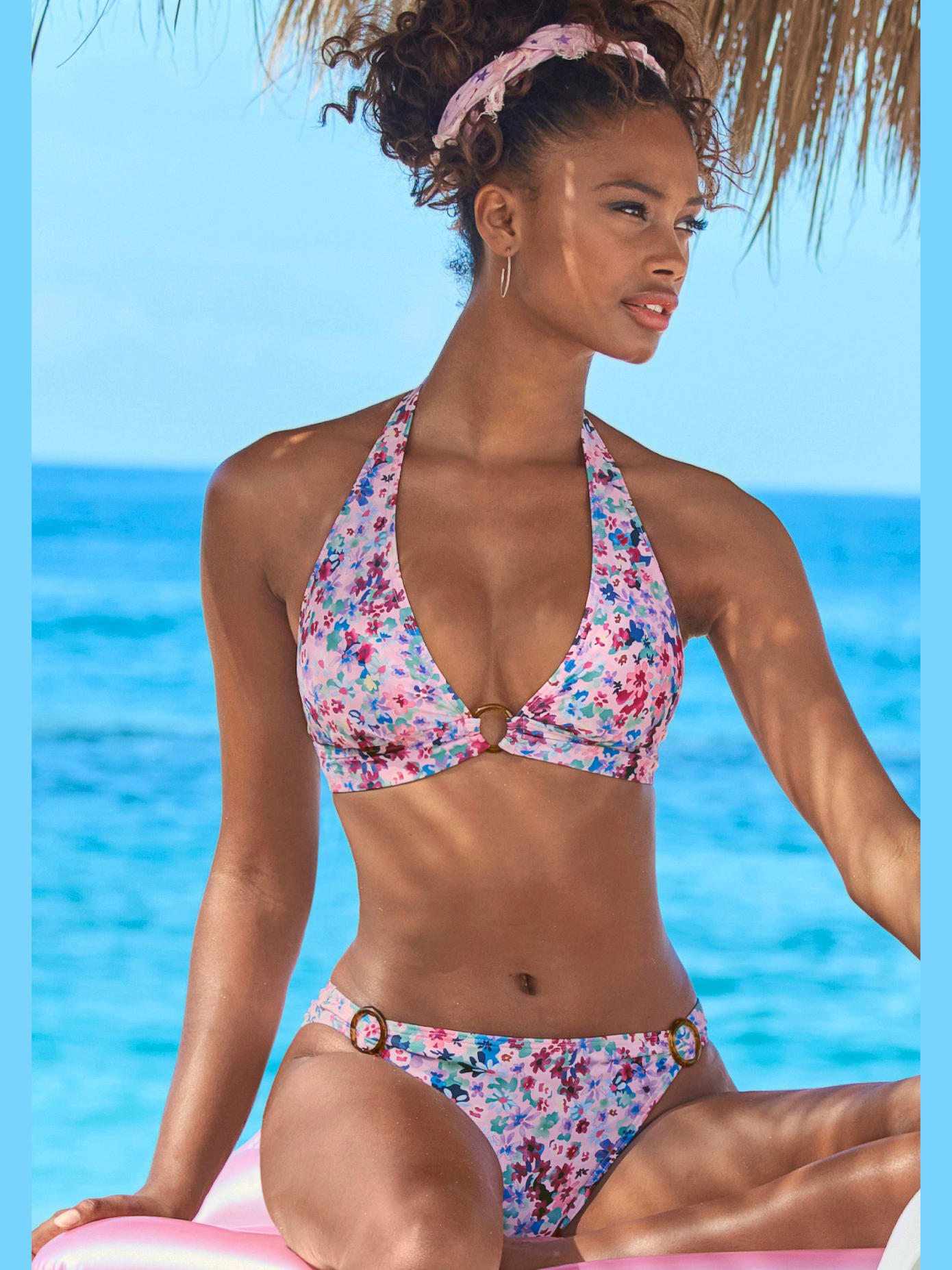 Haut de bikini triangle design floral