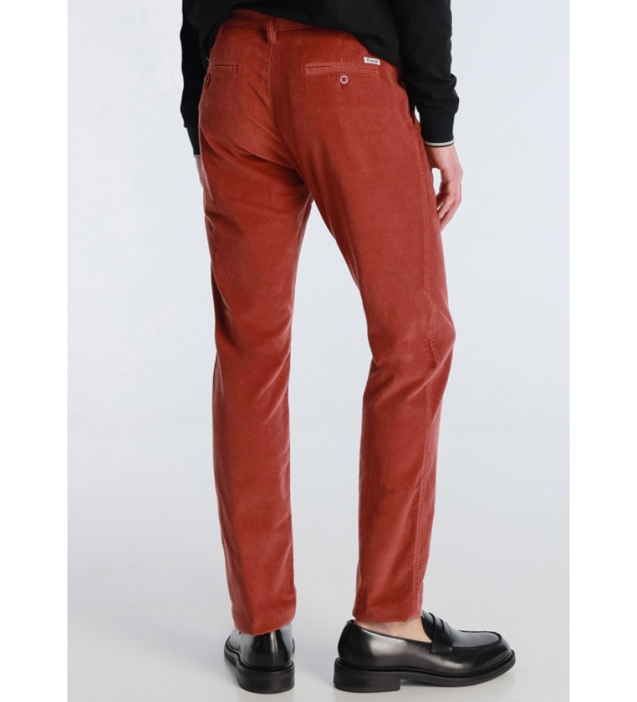 Calças chino de veludo cotelê marrom-brócolis Bendorff