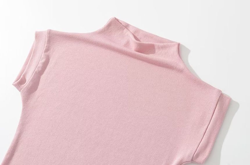 Morhan - T-shirt met capuchon en mockneck, effen