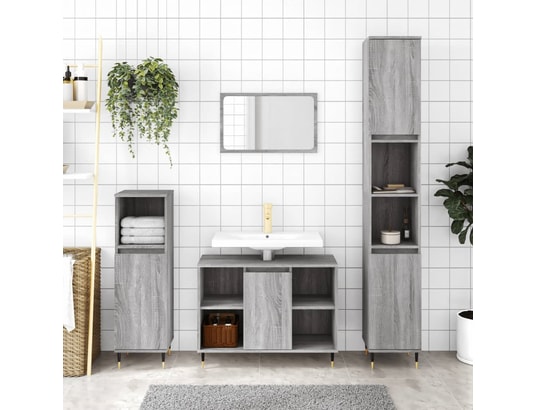 VIDAXL - Ensemble de meubles de salle de bain 3 pcs sonoma gris