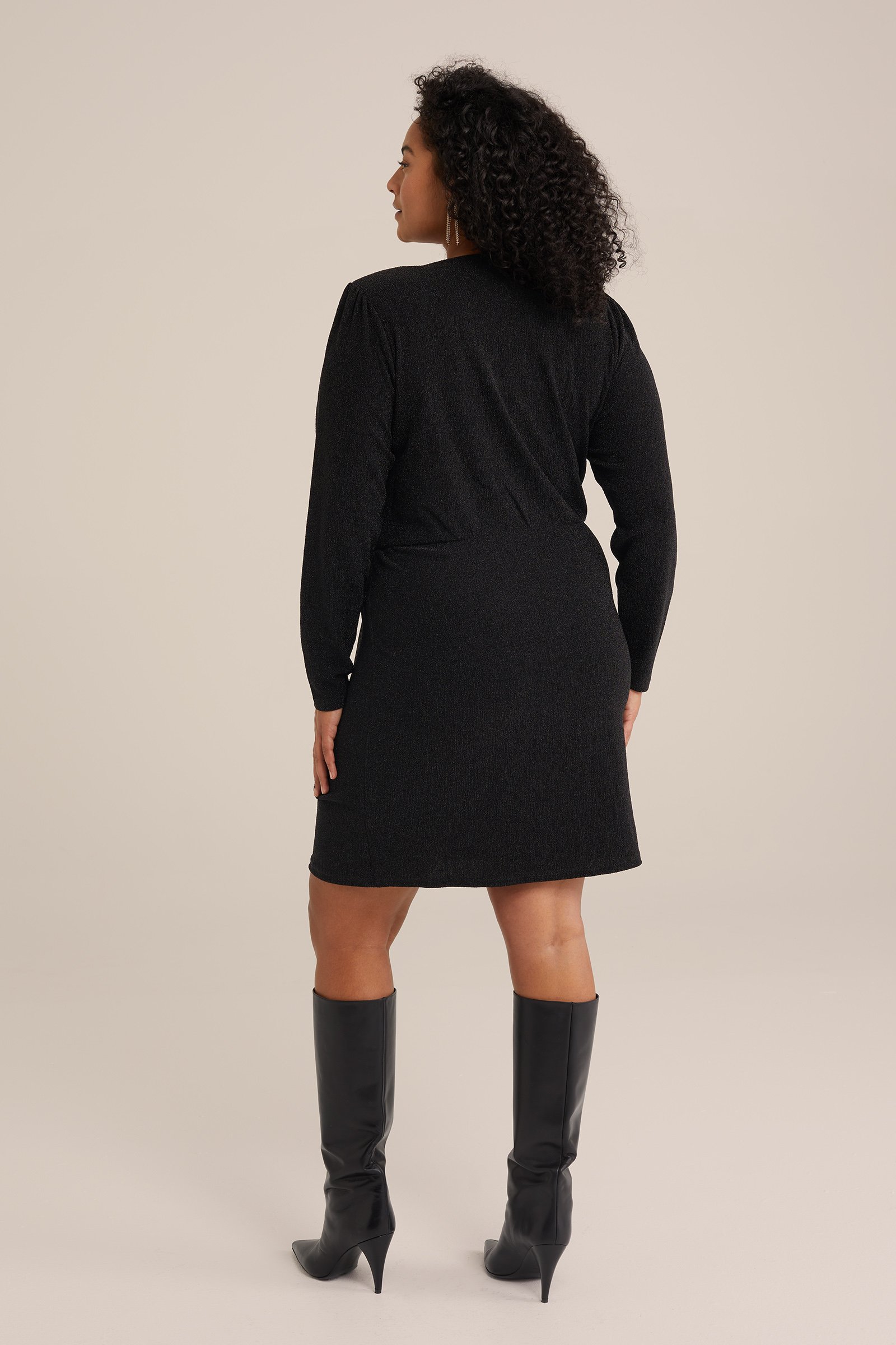 jurk met glittergaren - Curve WE Fashion Zwart