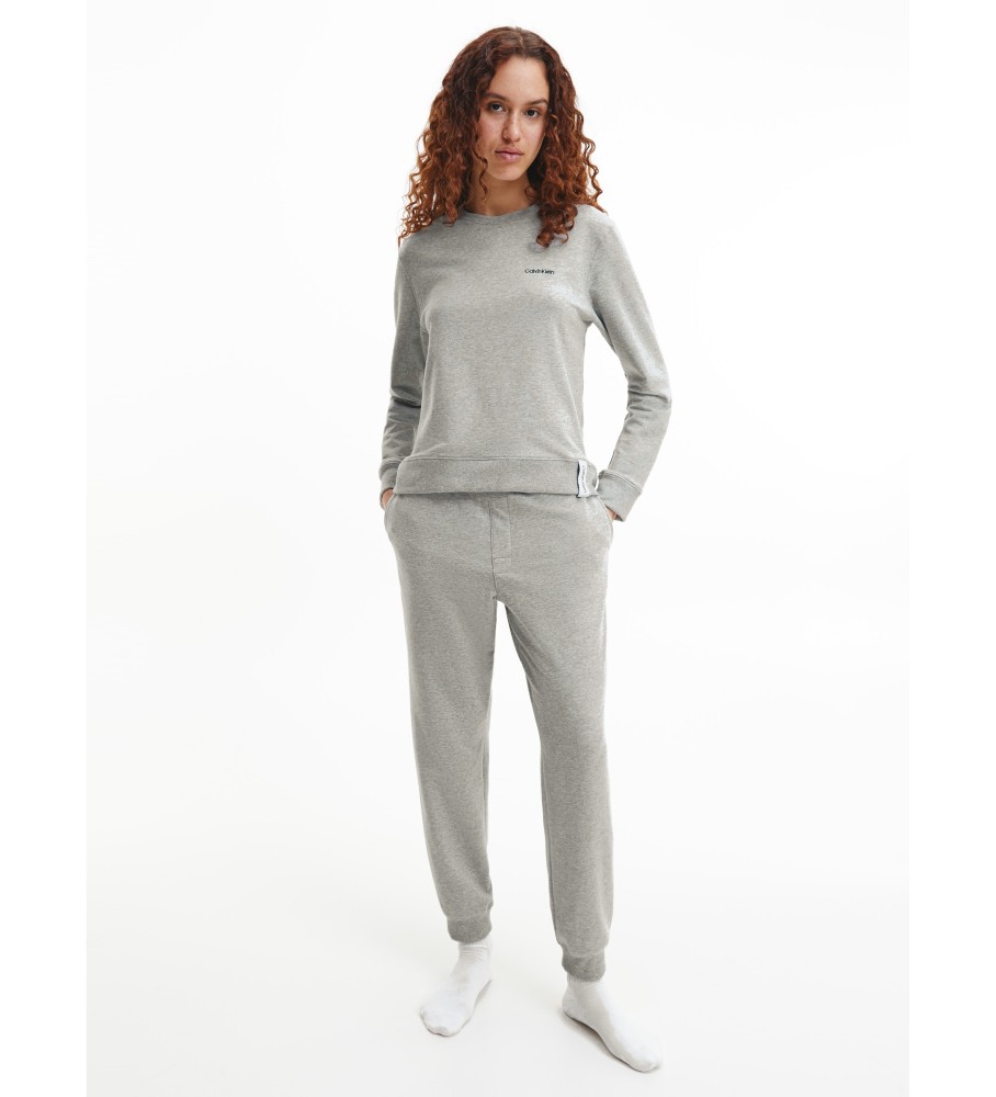 Calça de pijama comprida Calvin Klein, moderna, em algodão cinza.