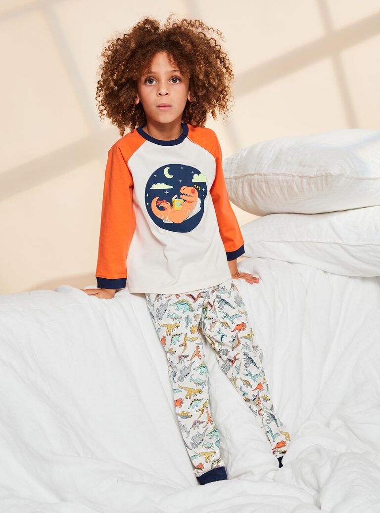 Ensemble pyjama écru avec dinosaures