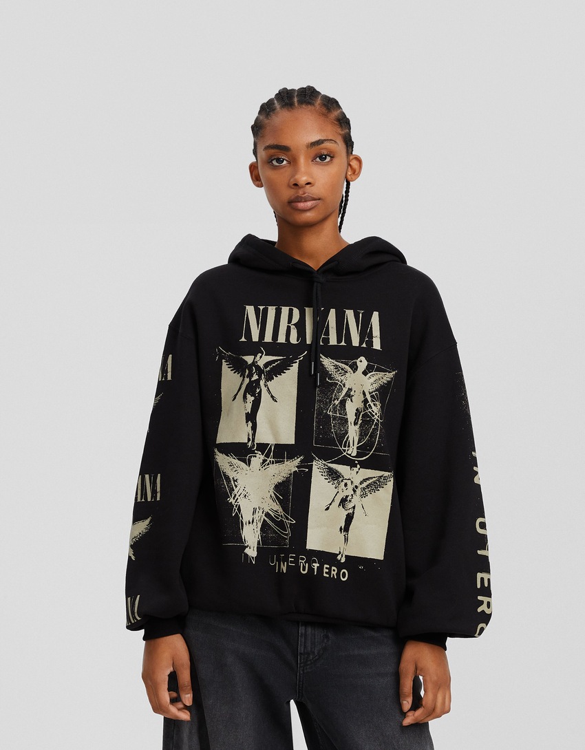 Moletom com capuz estampado do Nirvana