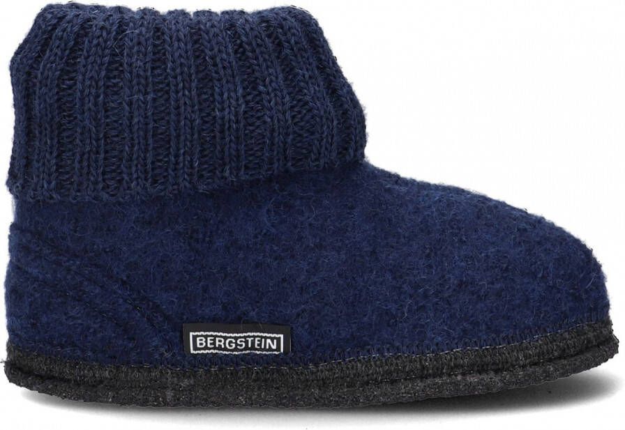 Bergstein Cozy Sloffen Pantoffels voor en kinderen 100% Zuiver sc wol Dark Blue