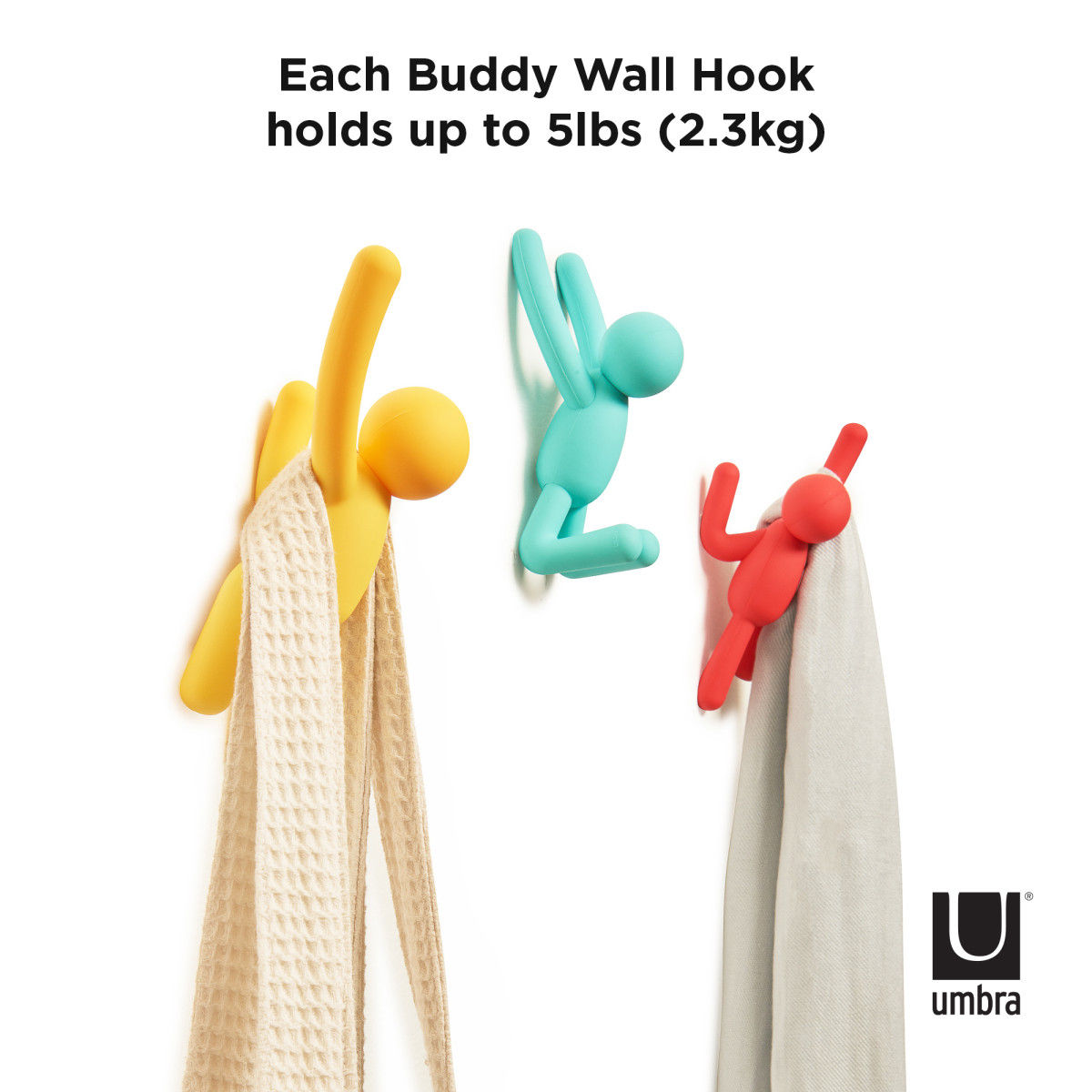 Ophanghaak Buddy rood geel blauw – set van 3