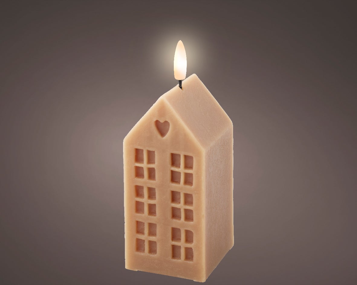 Lumineo LED stompkaars huis Talo bruin 6 x 6 x 14,8 cm