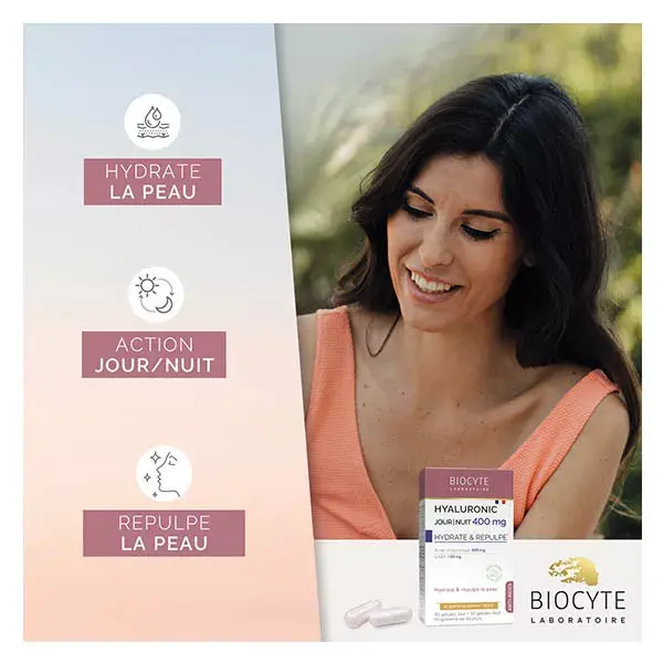Biocyte Hyaluronic jour/nuit 400mg Anti-Rides 30 gélules Jour 30 gélules Nuit