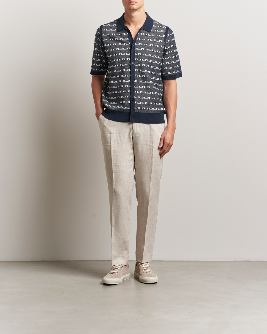 J.Lindeberg Rolando Logo Jacquard Polo Navy