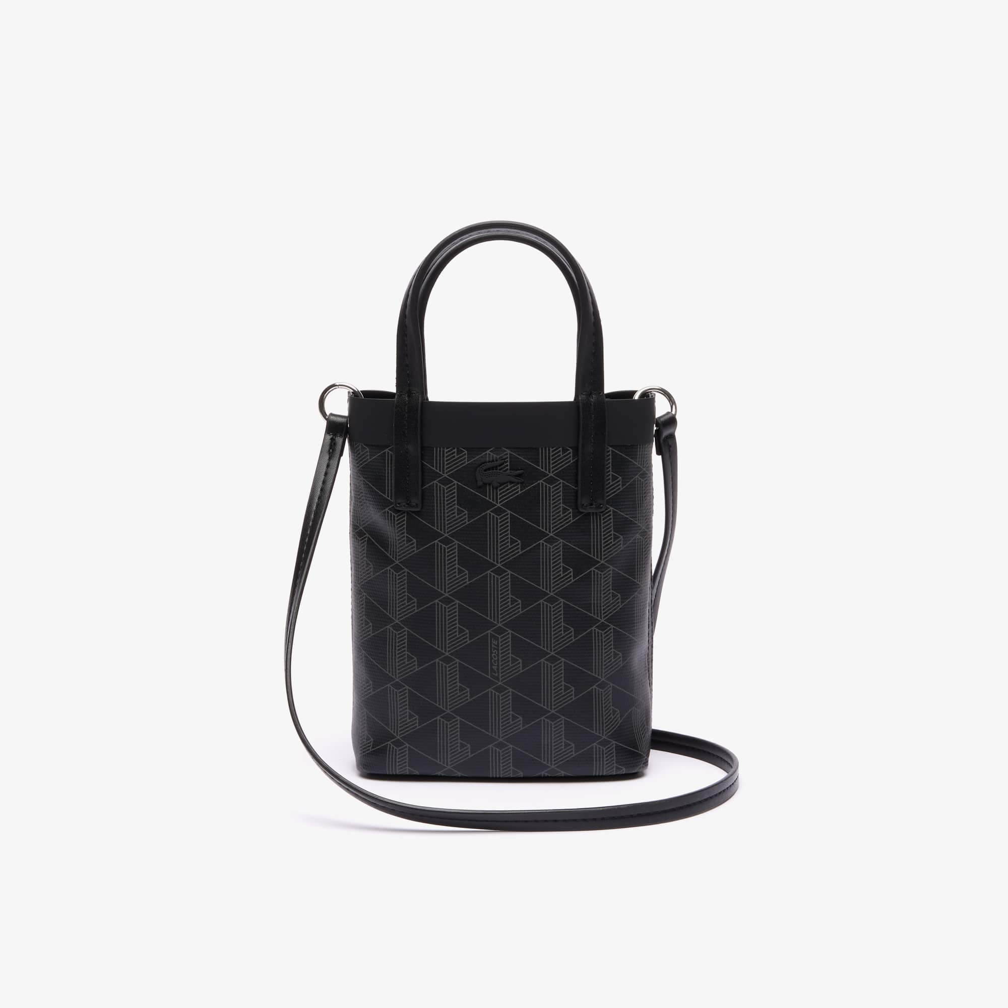 Mini sac cabas Zely monogramme en toile enduite Sacs à bandoulière - Noir - Lacoste - Femme