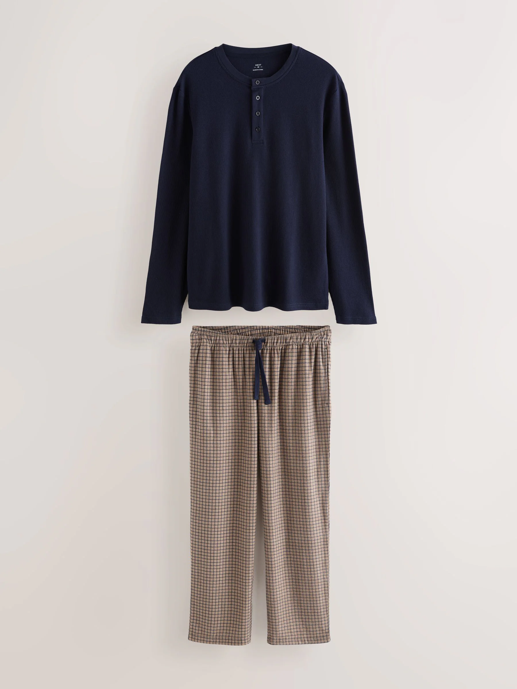 Marineblauw/naturel - Motionflex - Behaaglijke pyjama met lange mouwen